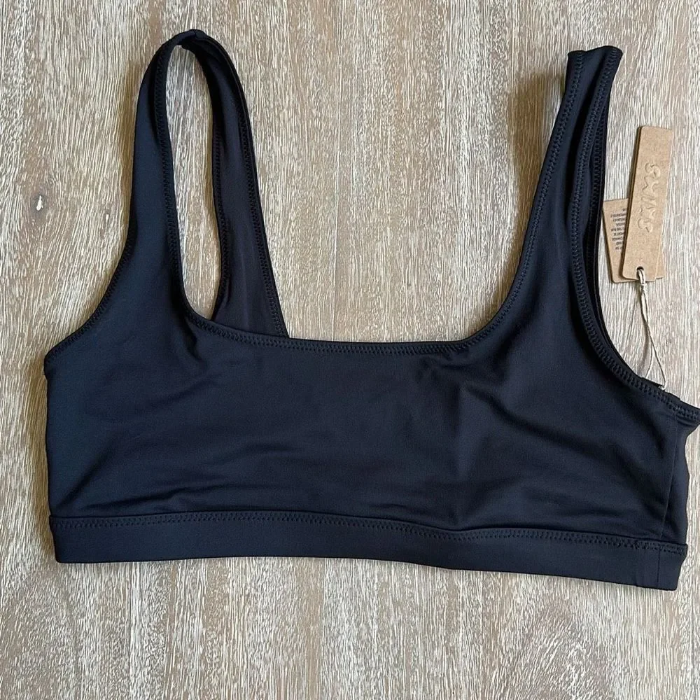 SKIMS Signature Swim Tank Bikini Top & Cheeky Tanga Onyx Size M